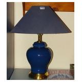 Blue Ceramic Table Lamp.  25" high.