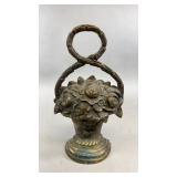 Antique Brass Flower Basket Door Stop