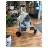 Critter Sitters Pet Stroller with Storage Basket, Single Carriage Carrier for Animals up to 55 lbs., 3-Wheel, Travel and Transportation for Cats, Small/Medium Dogs, Tan RETAILS $170!!