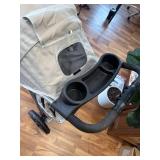 Critter Sitters Pet Stroller with Storage Basket, Single Carriage Carrier for Animals up to 55 lbs., 3-Wheel, Travel and Transportation for Cats, Small/Medium Dogs, Tan RETAILS $170!!