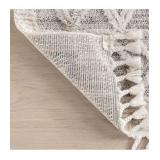 nuLOOM 2x6 Ansley Moroccan Tassel Area Rug, Light Grey, High-Low Textured Bohemian Design, Plush High Pile, Stain Resistant, For Bedroom, Living Room, Hallway, Entryway Retails $50!!