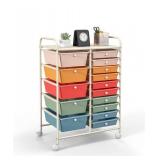 GOFLAME 15-Drawer Rolling Storage Cart, Multipurpose Movable Organizer Cart, Utility Cart for Home, Office, School, Macaron Color RETAILS $99!!
