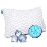 SINGLE PILLOW Cooling Bed Pillow for Sleeping Shredded Memory Foam Pillow Adjustable Cool Pillow for Side Back Stomach Sleepers Luxury Gel Pillow Queen Size with Washable Removable Cover