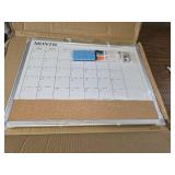 Monthly Calendar Whiteboard Dry Erase Cork Board, 24" x 18" Magnetic Double-Sided
