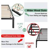 King Size Heavy Duty Bed Frame with Sturdy Wood Slats, Durable 18in, Black, Retails-$130