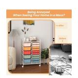 GOFLAME 15-Drawer Rolling Storage Cart, Multipurpose Movable, Macaron Color, Retails-$99!