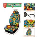 12 Pcs Abstract Hippie Flower Car Accessories Set, 2 Pcs Car Seat Covers Steering Wheel Cover 2 Pcs License Frames with Car Armrest Cover 2 Pcs Seat Belt 2 Pcs Cup Holder Keyring