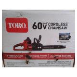 Toro-51850M 16in. Cordless Brushless Electric Chainsaw with 60V MAX Battery Power and Flex-Force Power System Kit - Retail: $394