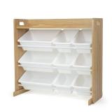 Humble Crew, Natural Wood/White Toy Organizer with Shelf And Storage Bins
