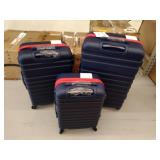 Coolife Suitcase Set 3 Piece Luggage Set Carry On Hardside Luggage with TSA Lock Spinner Wheels (Navy+Red, 5 piece set)
