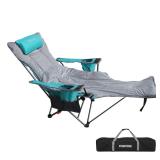 Poepore Reclining Camping Chair with Removable Footrest