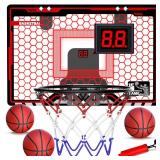 HopeRock Indoor Basketball Hoop for Kids, Indoor Over The Door Mini Basketball Hoops, LED Light Mini Hoop with Electronic Scoreboard, Birthday Toys Gifts for 5 6 7 8 9 10 11 12+ Year Old Boys