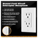 ELECTECK 5 Pack GFCI Outlets 15 Amp, Non-Tamper Resistant, Decor GFI Receptacles with LED Indicator, Ground Fault Circuit Interrupter, Wallplate Included, ETL Listed, White