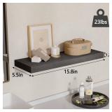Fixwal 15.8in Floating Shelves, Rustic Wood Finish Wall Shelves Set of 4, Shelves for Wall Decor, with Invisible Brackets for Bathroom, Living Room,Bedroom and Kitchen(Gray)