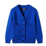 LittleSpring Boys Sweaters Knit Sweaters Classic V-Neck Fall Sweaters Long Sleeve Cardigan Sweaters Royal Blue Size 7-8