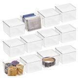 mDesign Plastic Drawer Organizer Square Box, Storage Organizer Bin Container; for Closets, Bedrooms, Use for Leggings, Socks, Ties, Jewelry, Accessories - Lumiere Collection - 4 Pack - Clear
