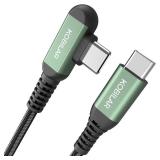 Kobilar USB Cables - 90 Degree USB C to C Charging Cable for Fast Charging, Type C Phone Charger - Compatible with Android Phones - Reliable and Durable C to C Charging Cable (2pack-1.5+5ft)