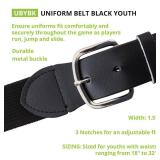Champion Sports Baseball/Softball Uniform Belt - Comfort Stretch Fit Uniform Belt - Durable Syntex Tab - Youth: 18"-32" - Black