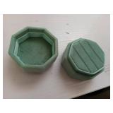 Giftop Equal Octagon Velvet Ring Box Storage 3 Slots for Wedding Ceremony Proposal Engagement Birthday Gift (Sage Green)