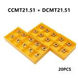 Zouzmin CCMT21.51 CCMT060204 DCMT21.51 DCMT070204 Carbide Turning Inserts,CCMT Insert DCMT Insert Mutilayer Coated Lathe Replacement Inserts for Lathe Turning Tool Holder Boring Bar,20 Pieces
