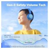 iClever BTH22 Kids Bluetooth Headphones, 60H Play Time, 74/85 dBA Safe Volume, Bluetooth 5.4, USB C, Over Ear Kids Headphones Wireless with Mic AUX Cord for iPad/Tablet/Travel/School, Blue