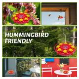 Yomideayard Hummingbird Feeders for Outdoors Hanging Built-in Ant Moat Bee Proof, Wild Humming Bird Feeders with Perch for Outside, 26 Feeding Ports Easy to Clean & Fill, Leak-Proof, Red, Gifts