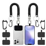 HOTEMIA Phone Tether Lanyard Anti Theft Phone Strap with Carabiner Anti-drop Outdoor Skiing Hiking Cycling fishing Climbing fit iPhone and Most Cell Phone (Black+Black)