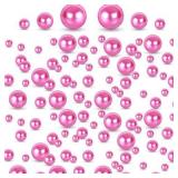 FUTUREPLUSX 200PCS Floating Pearls No Hole Vase Fillers, Floating Beads Table Centerpieces Gloss Pearl Beads Mixed Sizes for Floating Candle Home Decoration, (8/14/18mm) Pink Pearl Easter Party Decor