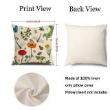 wyooxoo Throw Pillow Covers 20x20 Set of 4 Summer Spring Farmhouse Pillow Covers Linen Floral Decorative Cushion Case for Sofa Couch Outdoor Patio Living Room