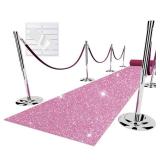 EZLucky Glitter Pink Carpet Runner for Party, 2.46X15 ft, 200 GSM Glitter Non-Woven Fabric, Hollywood Red Carpet for Event, Aisle Runner for Wedding Ceremony, Movie Theme Party Decorations