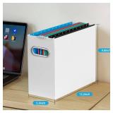 Oterri File Organizer, 4 Packs Small Storage Box, Cardboard File Folder Organizer, Collapsible File Box, Hanging File Organizer for Letter Size, Portable File Box with Handle, Only Box?White?