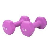 Set of 2 each 10 lb Purple Neoprene Coated Dumbbells Pair Hand Weights All-Purpose, Home Gym, Exercise 20 LB total neoprene set