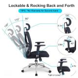 Ticova Ergonomic Office Chair - High Back Desk Chair with Adjustable Lumbar Support, Headrest & 3D Metal Armrest - 130Â° Rocking Mesh Computer Chair - Retail: $163.62