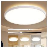 TALOYA 18.2Inch LED Flush Mount Ceiling Light, 36W Dimmable Light Fixture, 3000K/4000K/6500K Selectable with Back Light, White Round LED Ceiling Light for Living room,Office with Memory Function