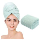 Laojbaba Microfiber Hair Towel Quick Dry Hair Towel Hair Drying Towels Suitable for All Kinds of Hair Ultra Absorbent Long and Thick Hair 20X40inch Green (1pcs)