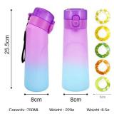 Napolju Air Water Bottle,750ML Scent Water Bottle with Air Water Flavour Pod,Leak Proof Sports Water Cup with Straw,Fragrance Water Bottle Suitable for Outdoor Sports (Gradient Purple+5Pods)