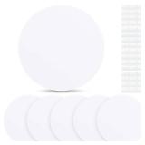 6 Pcs Plastic Flat Blank Plate Wall Hole Cover Ceiling Cover Plate, Circle Electrical Box Cover with 48 Pcs Double Faced Adhesive Tape for Ceilings or Wall (Round, 5 Inch)