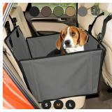 Extra Stable Dog Car Seat - Reinforced Car Dog Seat for Medium-Sized Dogs with 4 Fastening Straps - Robust and Waterproof Pet Car Seat for The Back Seat of The Car (M Size, Grey)