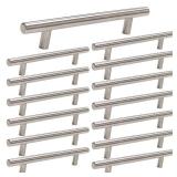homdiy 15 Pack Brushed Nickel Cabinet Pulls Drawer Handles Cabinet Hardware Stainless Steel Cabinet Handles 4in Hole Centers Cupboard Pull Drawer Pulls, 201SN