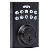 Amazon Basics Electronic Keypad Deadbolt Door Lock with Touch-Control Keyless Entry, Keyed Entry Option, Contemporary, Matte Black