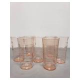 (7) Pink Glass 5" Tumblers