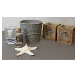 Beach Theme Home Decor Candle Holders and Ceramic Pot