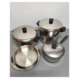Revere Ware Stock Pot, Pasta Pot and Sauce Pan - Lids and Double Boiler inserts