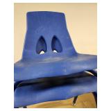 Lot Of, Blue Plastic Chairs W/Metal Base