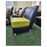 Blue And Green Sitting Chair W/Metal Legs