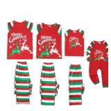 YOUNGER TREE Family Christmas Pjs Matching Sets Christmas Letter Print and Stripe Pants Jammies Sleepwear(Women-Small, Red Green Stripe)