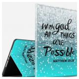Case for Amazon Kinlde Fire HD 10 Tablet Case (9th/7th/5th Generation 2019/2017/2015 Release) Slim Premium PU Leather Smart Folio Stand Cover with Auto Wake Sleep,Christian Bible Verse