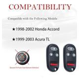 Key Fob Remote Replacement Fits for Honda Accord 1998 1999 2000 2001 2002/Acura TL 1999-2003 KOBUTAH2T Keyless Entry Remote Control 72147-S84-A03 72147-S0K-A02(Pack of 2)