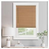 Cordless Light Filtering Mini Blind - 30 Inch Width, 64 Inch Length, 1" Slat Size - Woodtone - Cordless GII Morningstar Horizontal Windows Blinds for Interior by Achim Home Decor