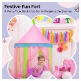 Tiny Land Princess-Tent with Star Lights & Carry Case, Pop Up Play-Tent, Princess Castle Indoor Playhouse, Foldable Kids Play Tent Outdoor, Toddler-Tent for Girls